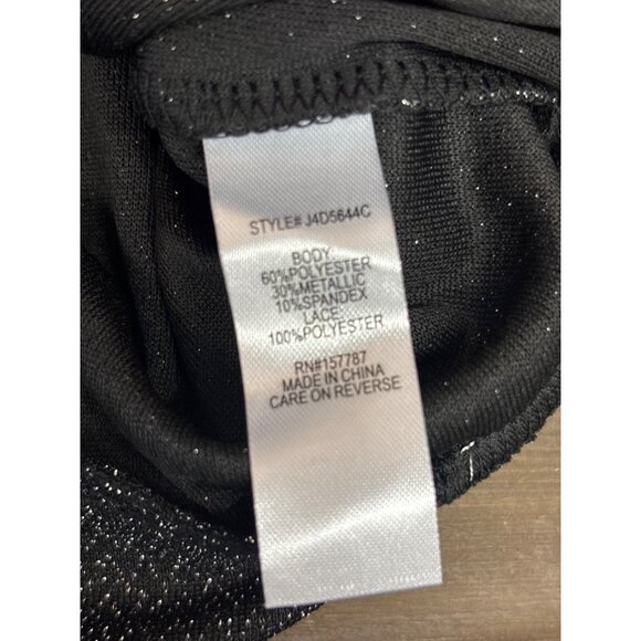 Jolie & Joy Black Glitter Long Sleeve Top With Sheer Polka Dot Balloon Sleeves X - Picture 8 of 8